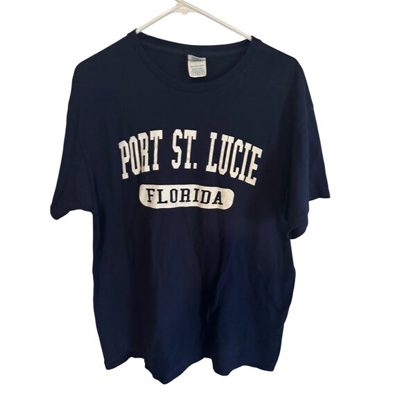 Port St. Lucie Florida on Delta Proweight tag blue and white tshirt size L - Picture 4 of 6